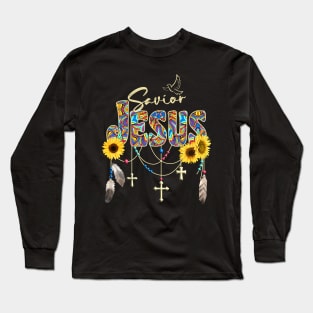 JESUS BOHO RETRO SUNFLOWER SOUTHWESTERN STYLE Long Sleeve T-Shirt